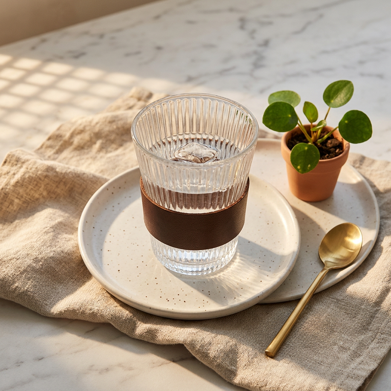 Metropolitan Textured Glass with Leather Bandtured