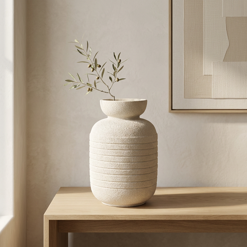 Minimalist Fluted Barrel Resin Vase
