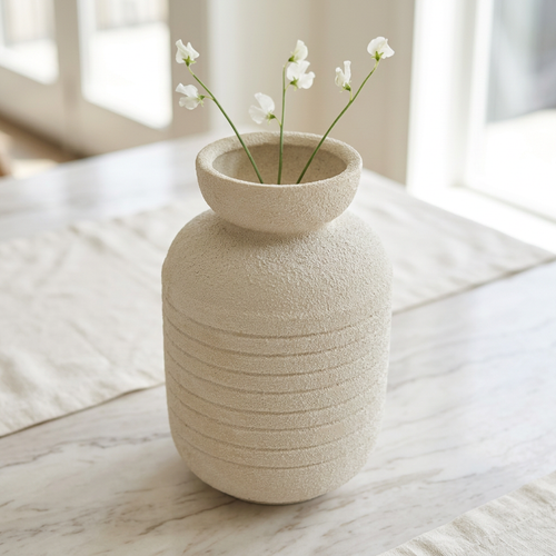 Minimalist Fluted Barrel Resin Vase