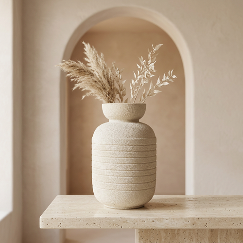 Minimalist Fluted Barrel Resin Vase