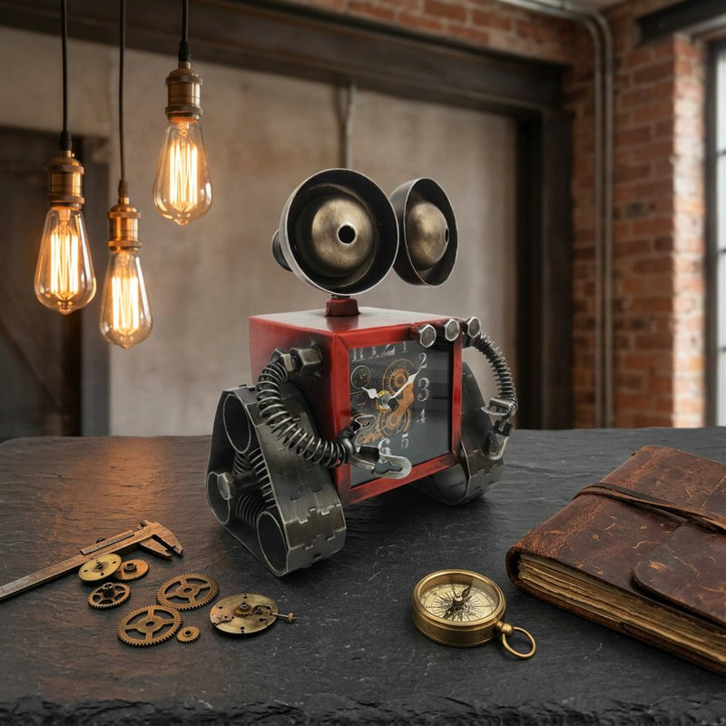 Vintage Metal Robot Desk Clock