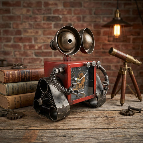 Vintage Metal Robot Desk Clock