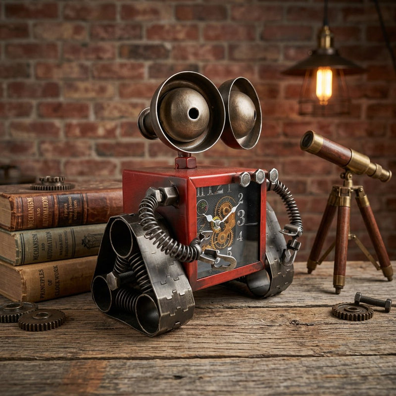 Vintage Metal Robot Desk Clock