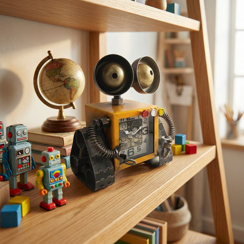 Vintage Metal Robot Desk Clock