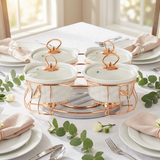 Royal Rose Gold 4 Piece Ceramic Serving Set with Revolving Stand