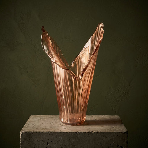 Elegant Peach Glass Accent Vase