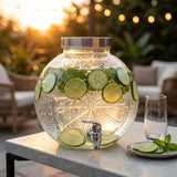 Round Glass Beverage Dispenser with Spigot