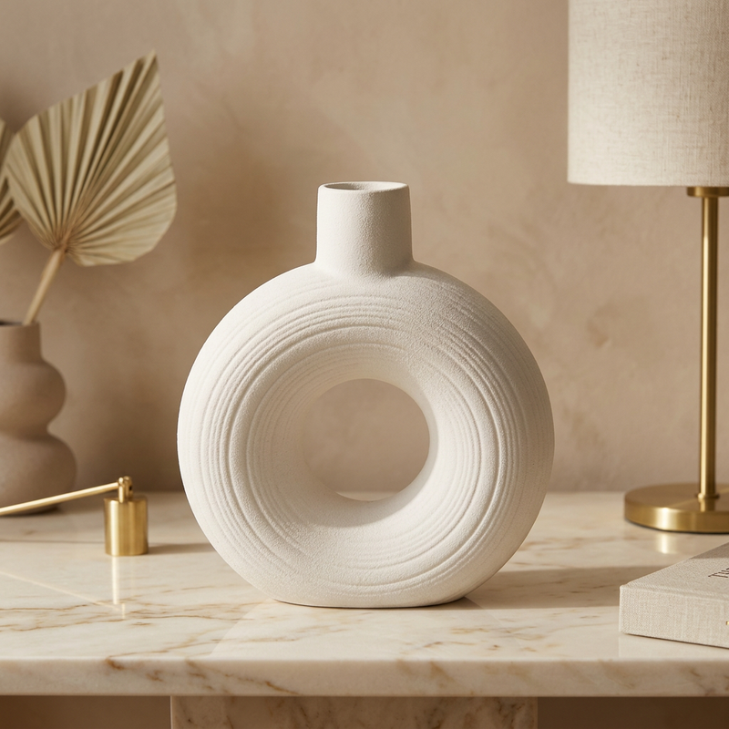 Chalk White Hollow Accent Vase