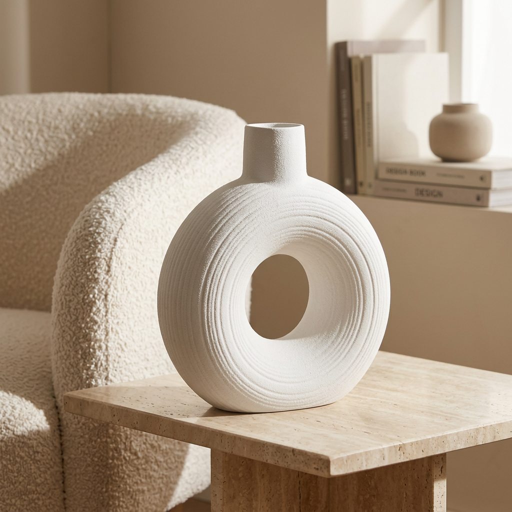 Chalk White Hollow Accent Vase