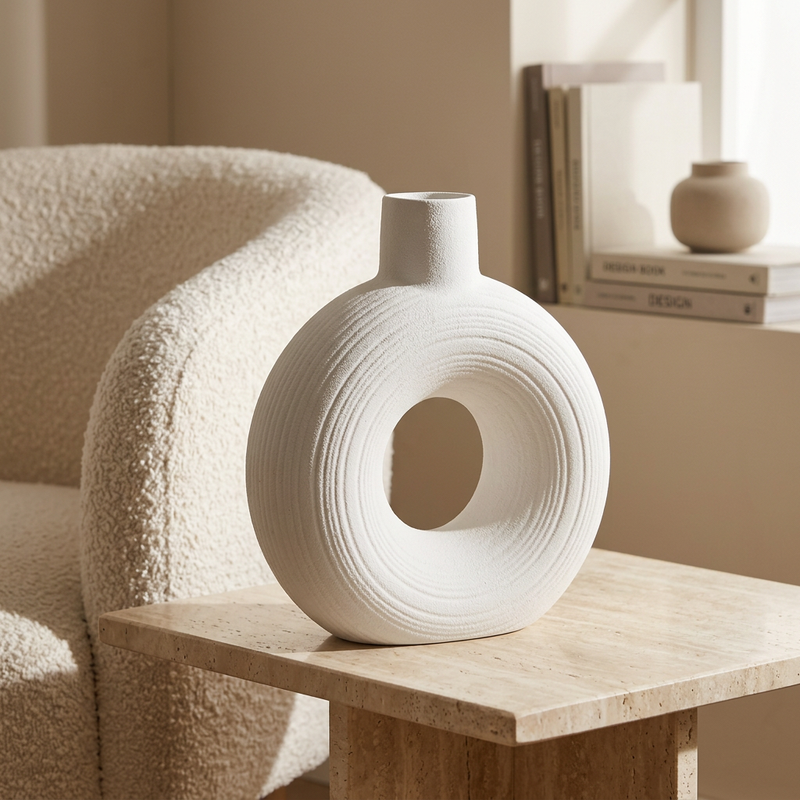 Chalk White Hollow Accent Vase