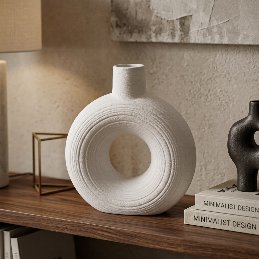 Chalk White Hollow Accent Vase