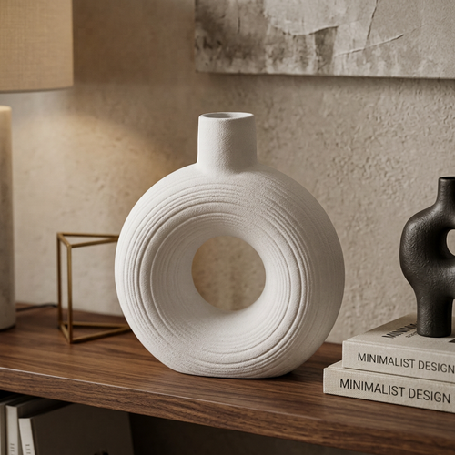 Chalk White Hollow Accent Vase