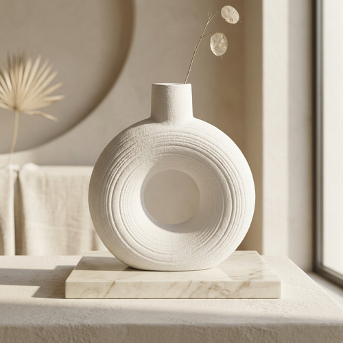 Chalk White Hollow Accent Vase