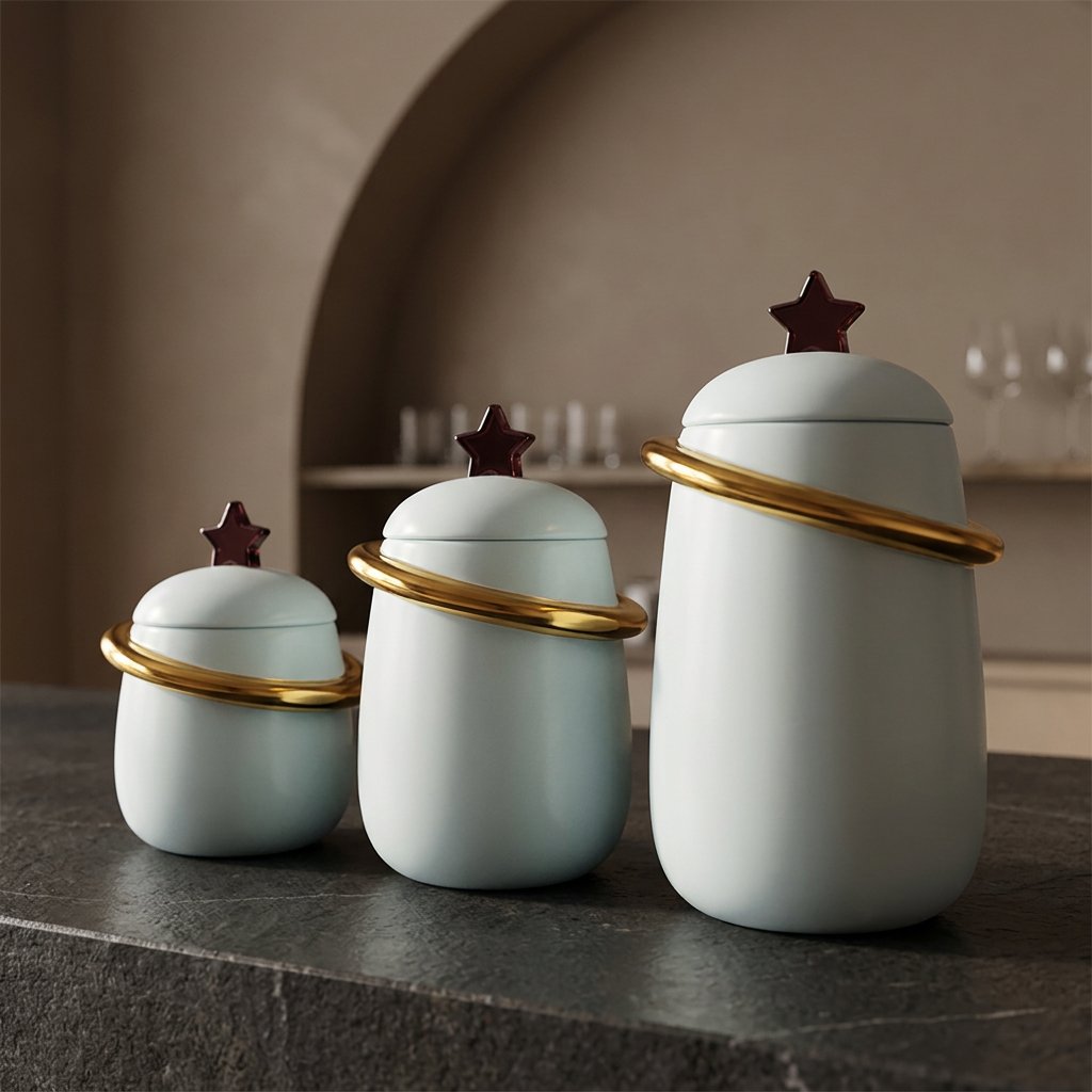 Celestia Saturn Ceramic Canister Set of 3