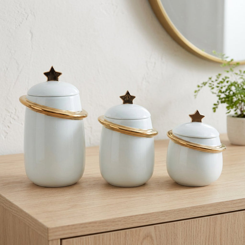 Celestia Saturn Ceramic Canister Set of 3