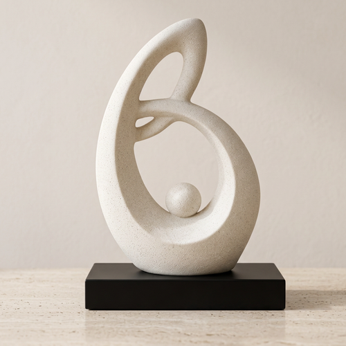 Abstract White Cradled Sphere Showpiece