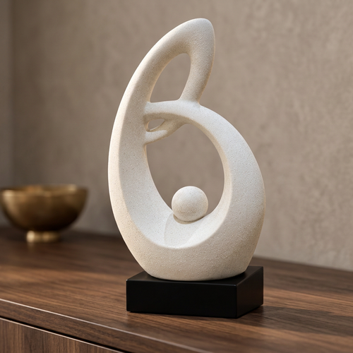 Abstract White Cradled Sphere Showpiece