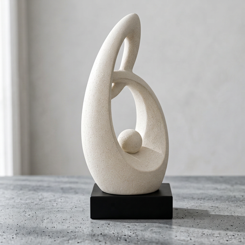 Abstract White Cradled Sphere Showpiece