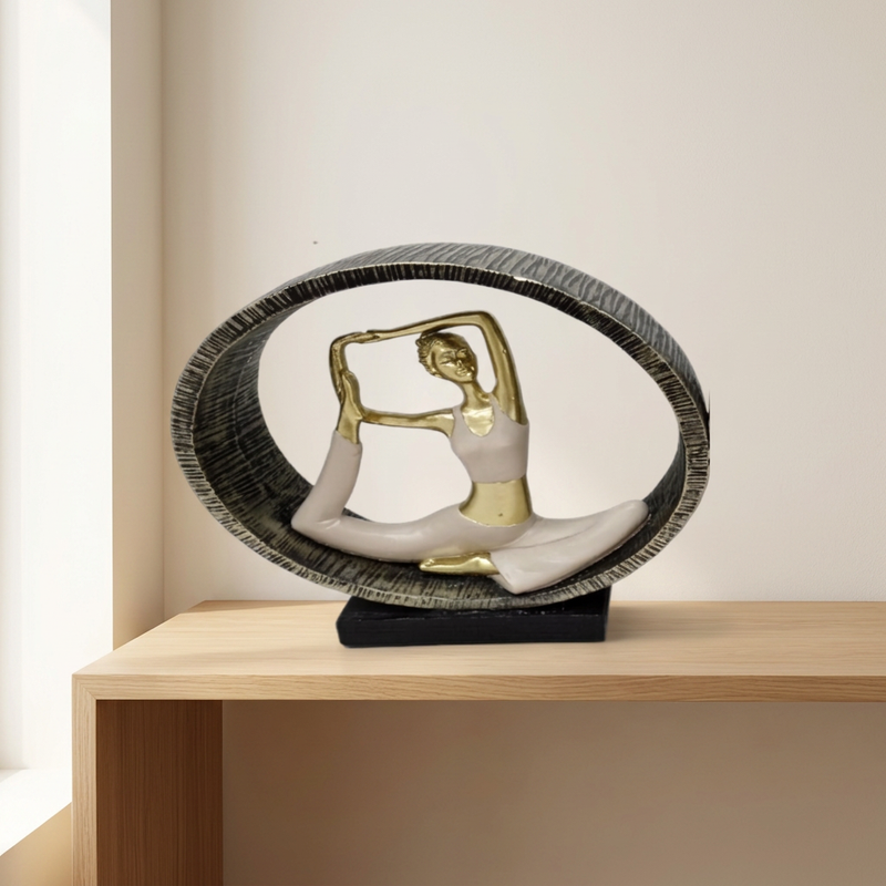 Elegant Yoga Pose Oval Frame Sculpture