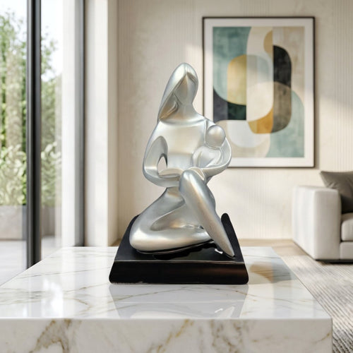 Abstract Motherhood Silver Figurine