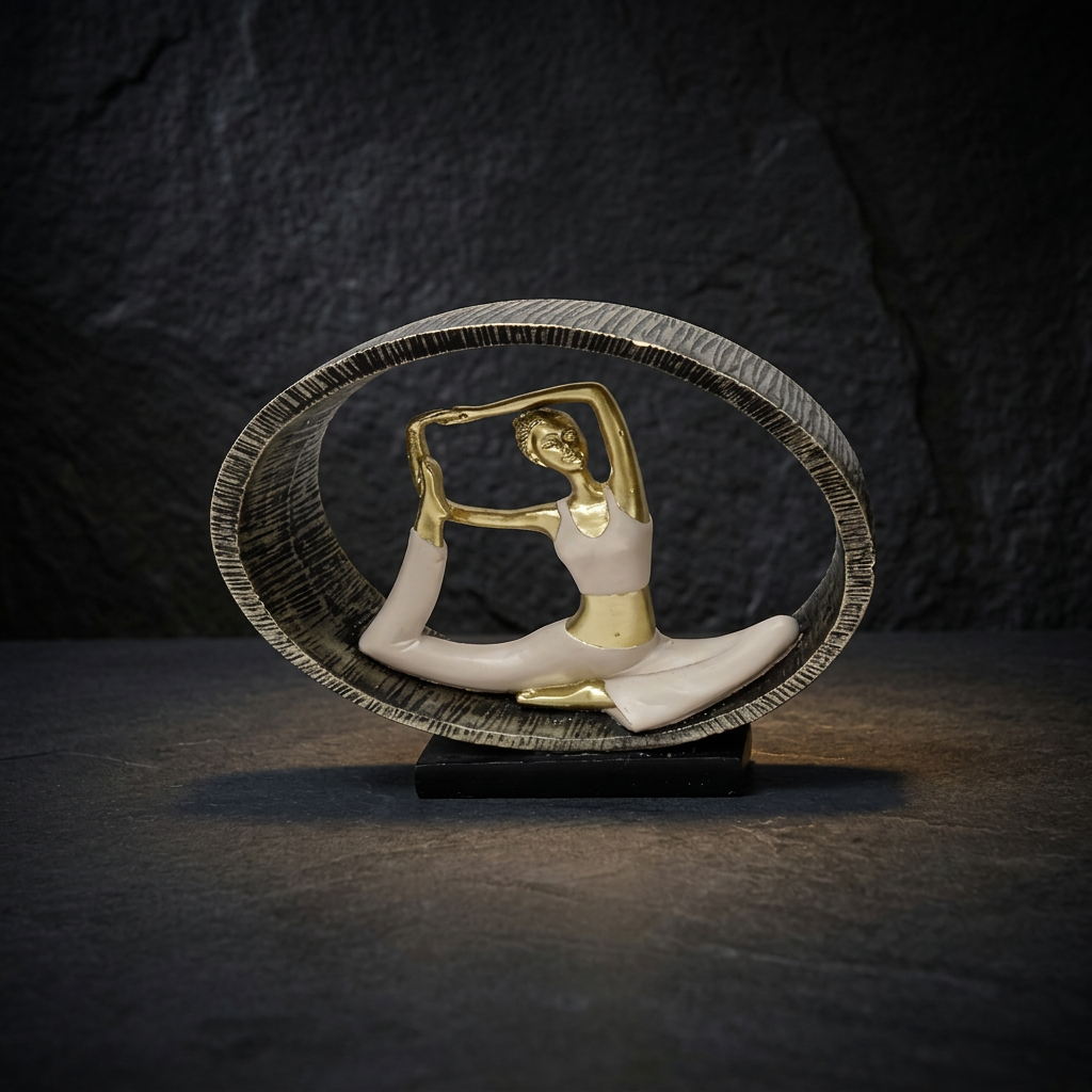 Elegant Yoga Pose Oval Frame Sculpture