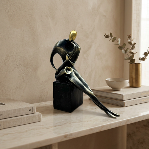Elegant Saxophonist Abstract Bronze Figurine