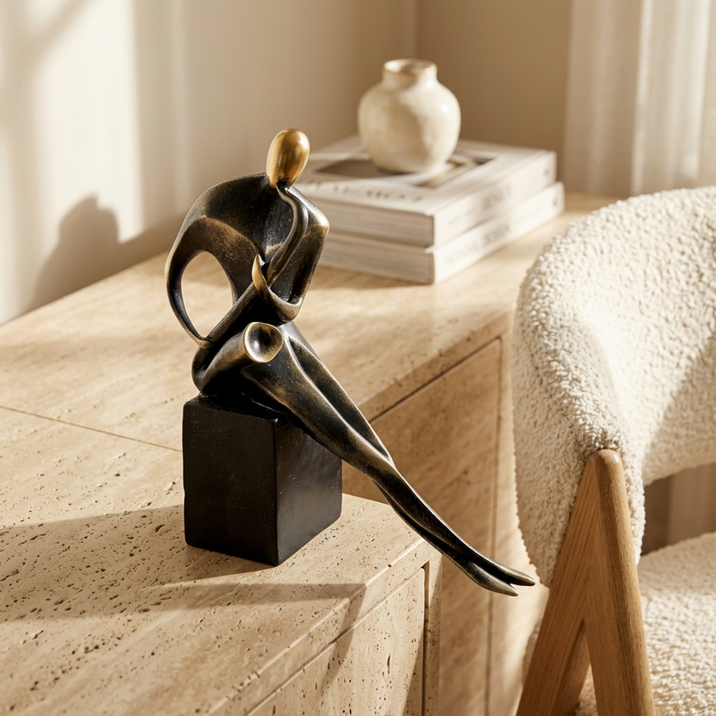 Elegant Saxophonist Abstract Bronze Figurine