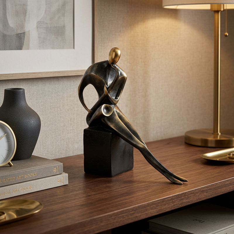 Elegant Saxophonist Abstract Bronze Figurine