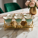 Regent Mint & Gold Ceramic Dessert Set 13 Pcs