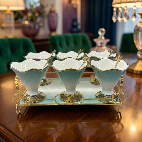 Regent Mint & Gold Ceramic Dessert Set 13 Pcs