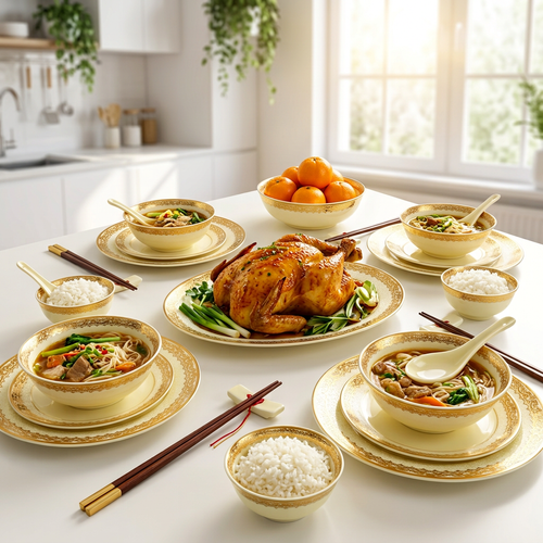 Regal Ivory & Gold Dinnerware Set with Filigree Borders 35 Pcs