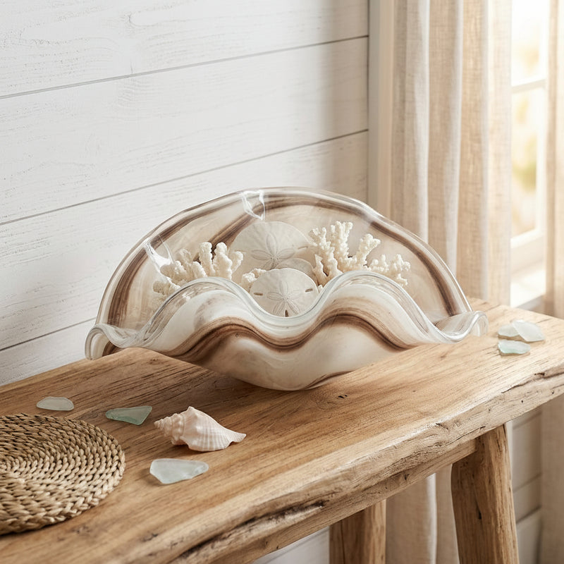 Abstract West Swirl Glass Ripple Centerpiece