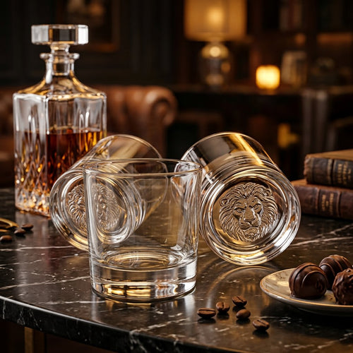 Luxury Lion Head Base Whiskey Glasses Set of 6