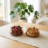 Elegant Amber Glass Serving Bowls Set of 6
