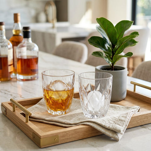 Modern Diamond Cut Crystal Glass Set of 6
