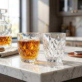 Modern Diamond Cut Crystal Glass Set of 6