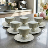Elegant Gold Rim Teacup and Saucer Set 12 Piece