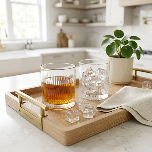 Elegant Ribbed Whiskey Glass Set of 6