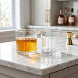 Elegant Ribbed Whiskey Glass Set of 6