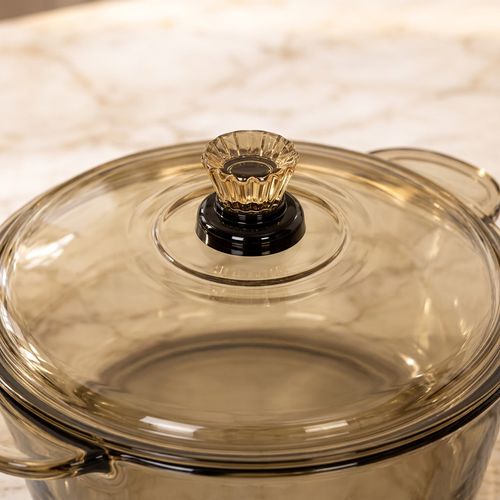 Modern Amber Tinted Glass Serving Casserole