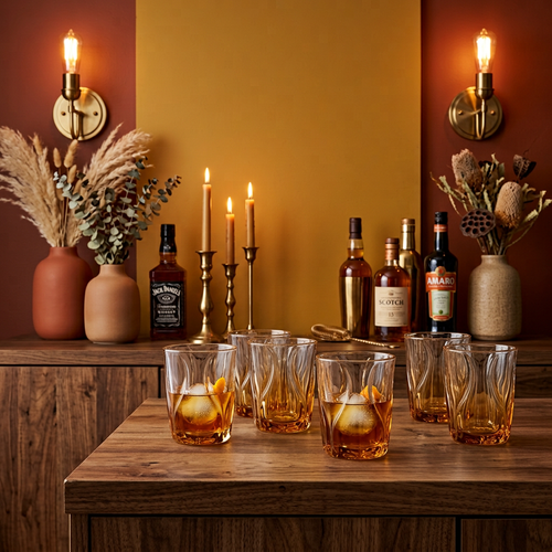 Modern Amber Waves & Flames Bourbon Glass