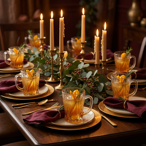 Golden Amber Wave-Textured Glass Set of 6