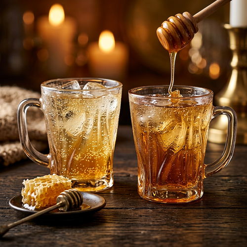 Golden Amber Wave-Textured Glass Set of 6