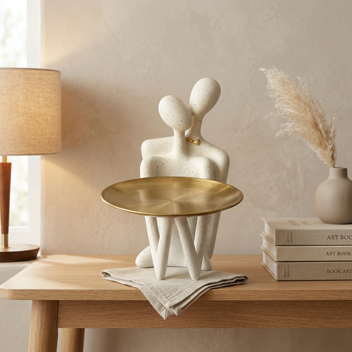 Abstract Couple Statue with Serving Tray