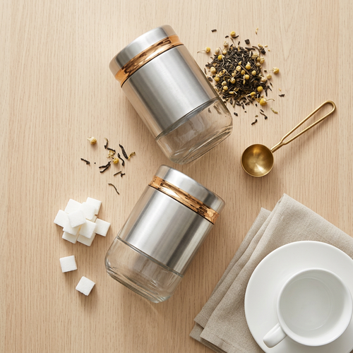 Premium Glass Kitchen Canister Set of 2