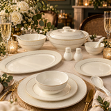 Imperial Ivory & Gold Geometric Trim Dinner Set 39 Piece