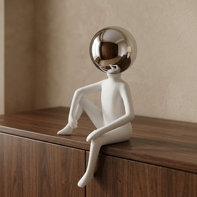 Elegant Reflective Thinker Modern Shelf Figurine