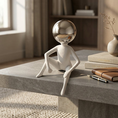 Elegant Reflective Thinker Modern Shelf Figurine