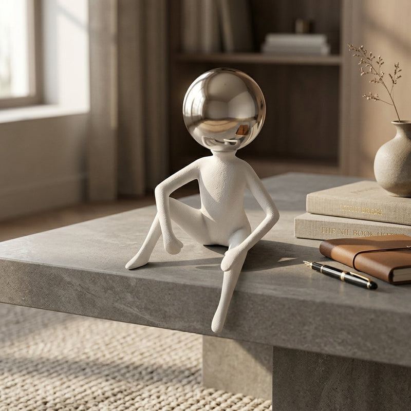 Elegant Reflective Thinker Modern Shelf Figurine