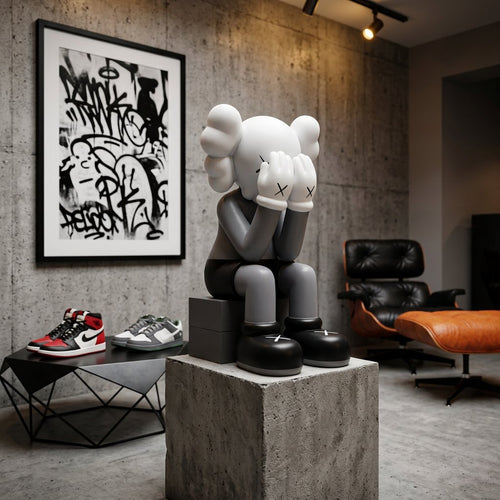 Monochrome Art Seated Companion Figure